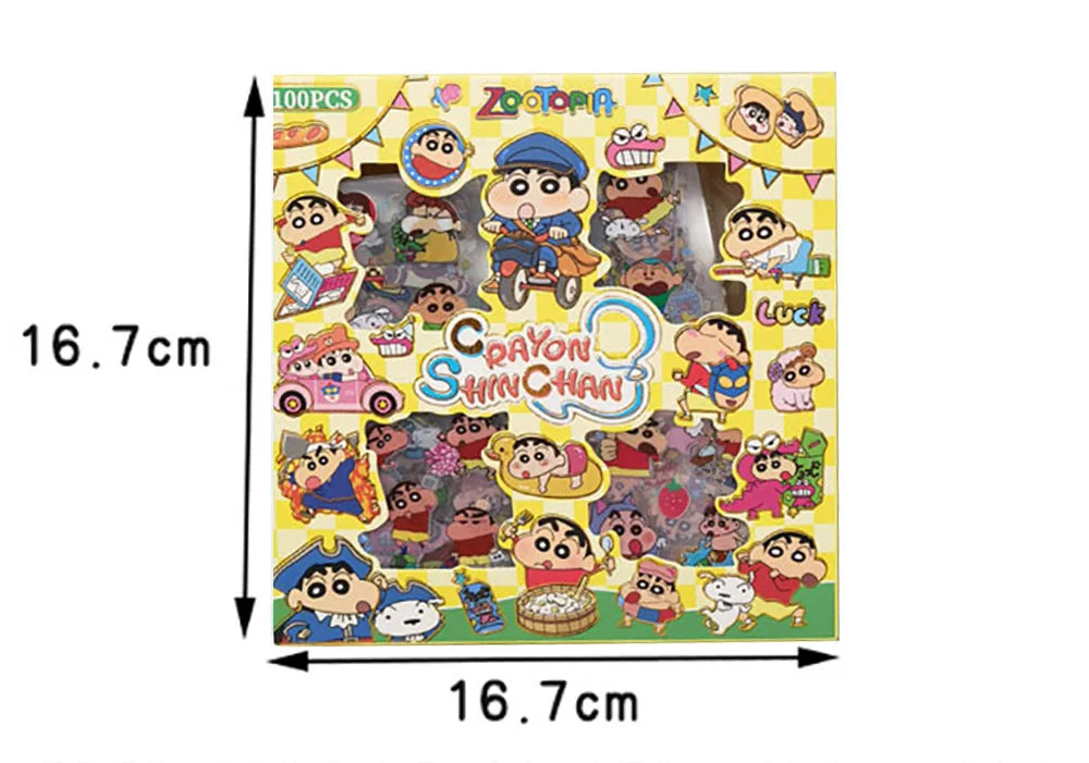 100PCS Crayon Shin-chan Anime Toys Stickers Transparent Applique Computer Skateboard DIY Decoration Accessories Christmas Gifts