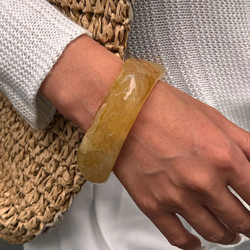 Vintage Chunky Coffee Thick Resin Acrylic Bangles Fashion Geometric Irregular Bangle Bracelets For Women Jewelry Gifts