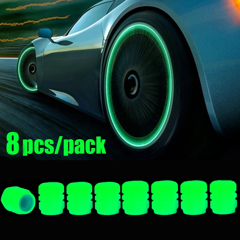1-20Pcs Car Luminous Tire Valve Cap Motorcycle Bike Wheel Nozzle Night Glowing Fluorescent Decor Tyre Valve Stem Luminous Caps
