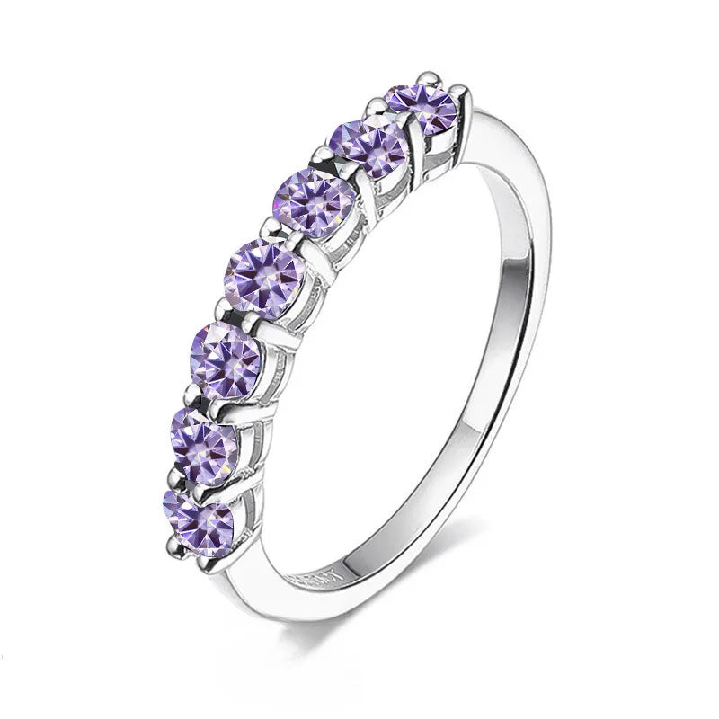 0.7CT D Color VVS1 EX Round Moissanite Ring 925 Sterling Silver Eternity Ring Women Engagement Wedding Luxury Band