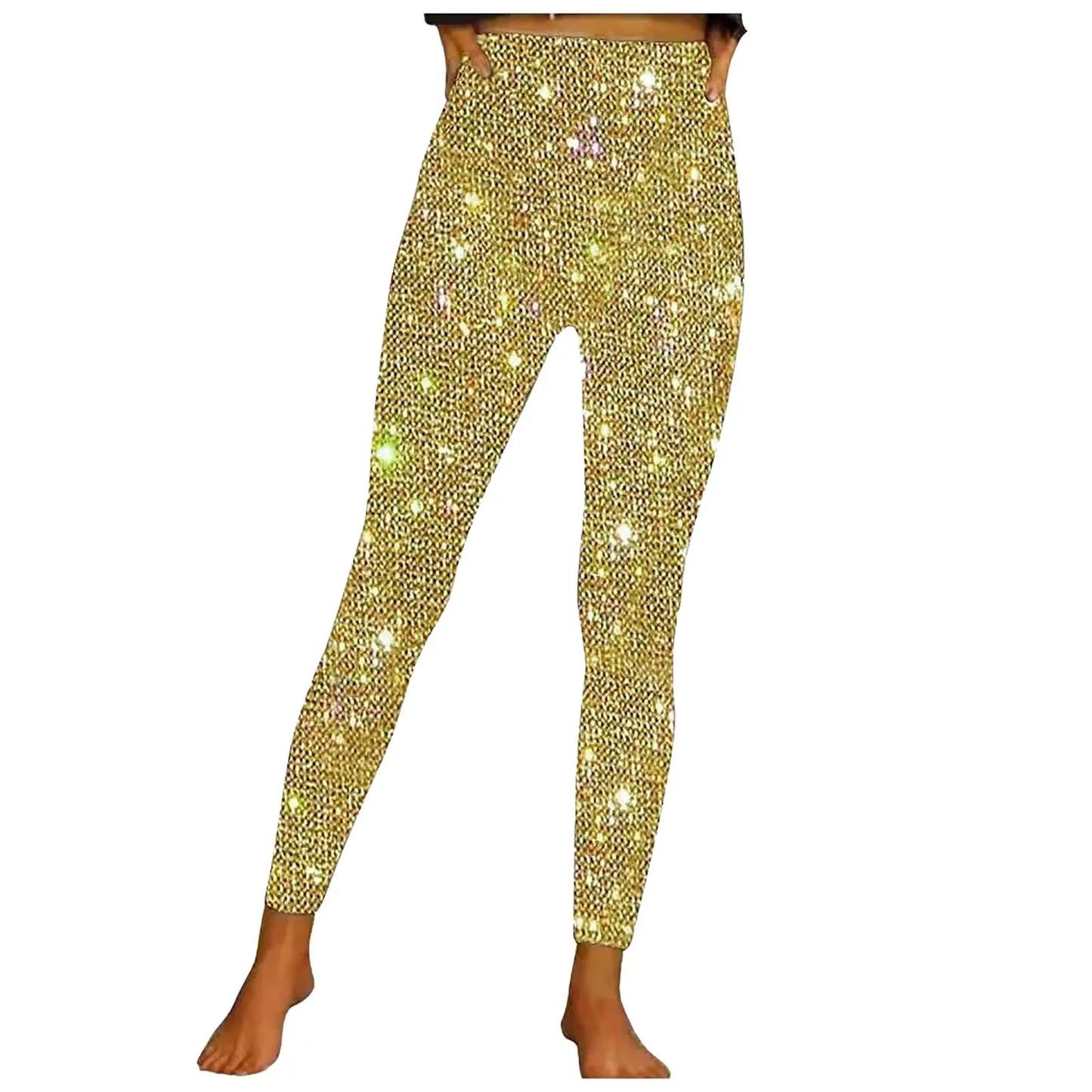 Women Sequin Leggings High Waist Bottoming Trousers Fashion High Waist Party Nightclub Leggings Sexy Ladies Slim Long Pants