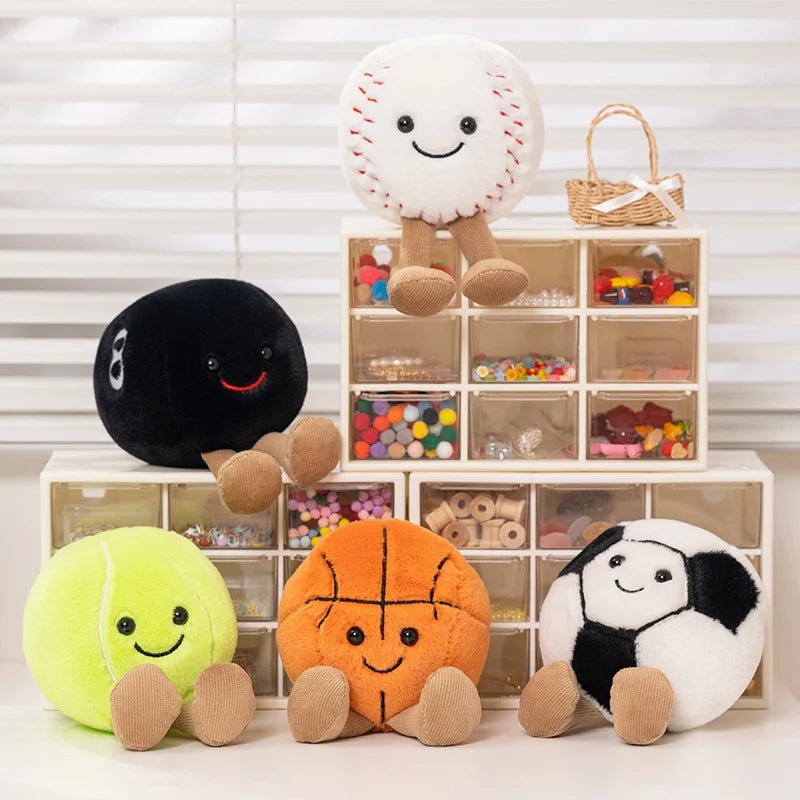 10cm Cute Basketball Football Tennis Baseball Billiards Plush Toys Soft Stuffed Balls Pillow Players Souvenir Birthday Gift