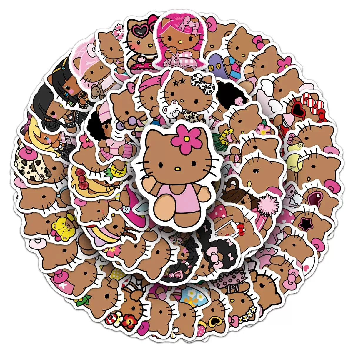 10/50PCS Cartoon Cute Black Skin Hello Kitty Stickers Kawaii Graffiti Decorative Luggage Notebook Waterproof Decal Kids Gift Toy