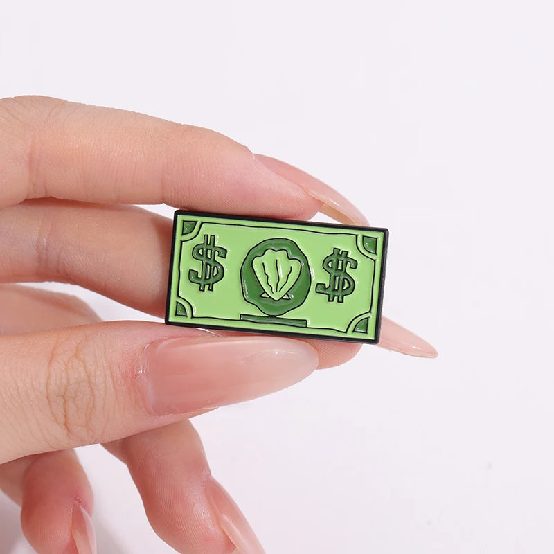 Funny Comedy Anime Dollar Money Credit Card Enamel Pins Cartoon Anime Inspiration Metal Brooches Decorative Lapel Badges Jewelry