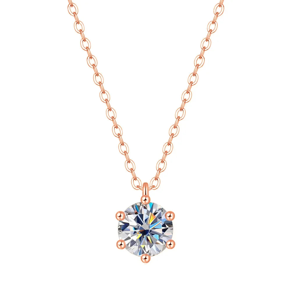 EWYA 1 2 Carat Real Moissanite Pendant Necklace For Women 6 Prong 100% 925 Sterling Silver Wedding Party Bridal Fine Jewelry