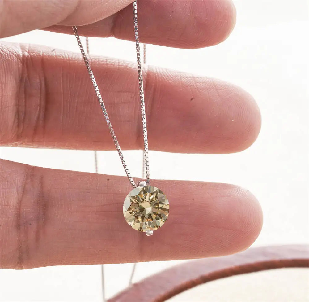 2CT D Color Moissanite Simple Pendant Necklace With Certificate 925 Sterling Silver Women Necklace Fine Jewelry Gift For Wedding