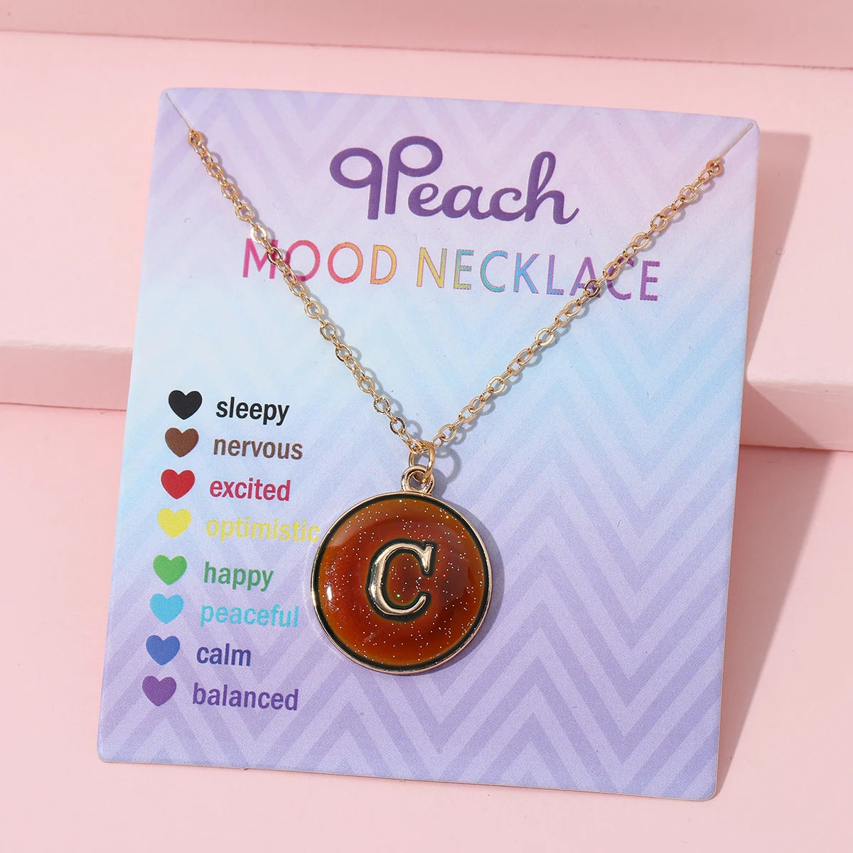 Fashionable Temperature-Sensitive Color-Changing 26 Letters Pendant Necklace Zinc Alloy Mood Regulation Chain Jewelry Accessory