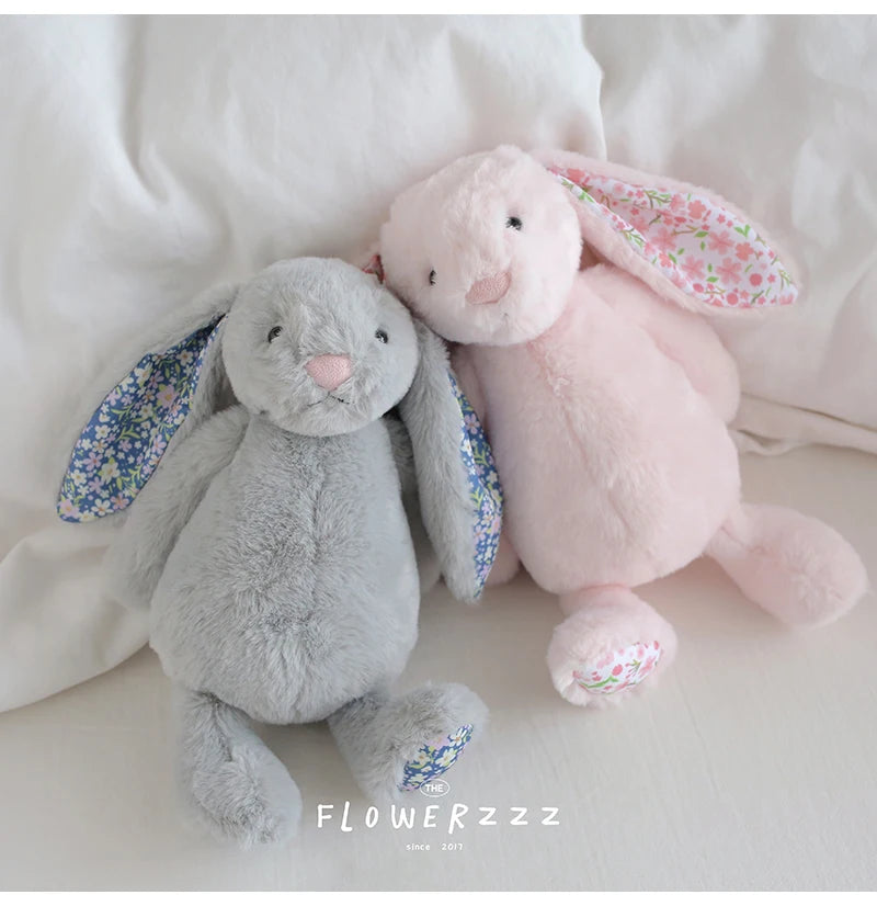 30cm Bonnie Rabbit Floral Ears Plush Toys Cartoon Stuffed Bunny Dolls Children's Room Decor Toy Soft Birthday Gifts For Girl
