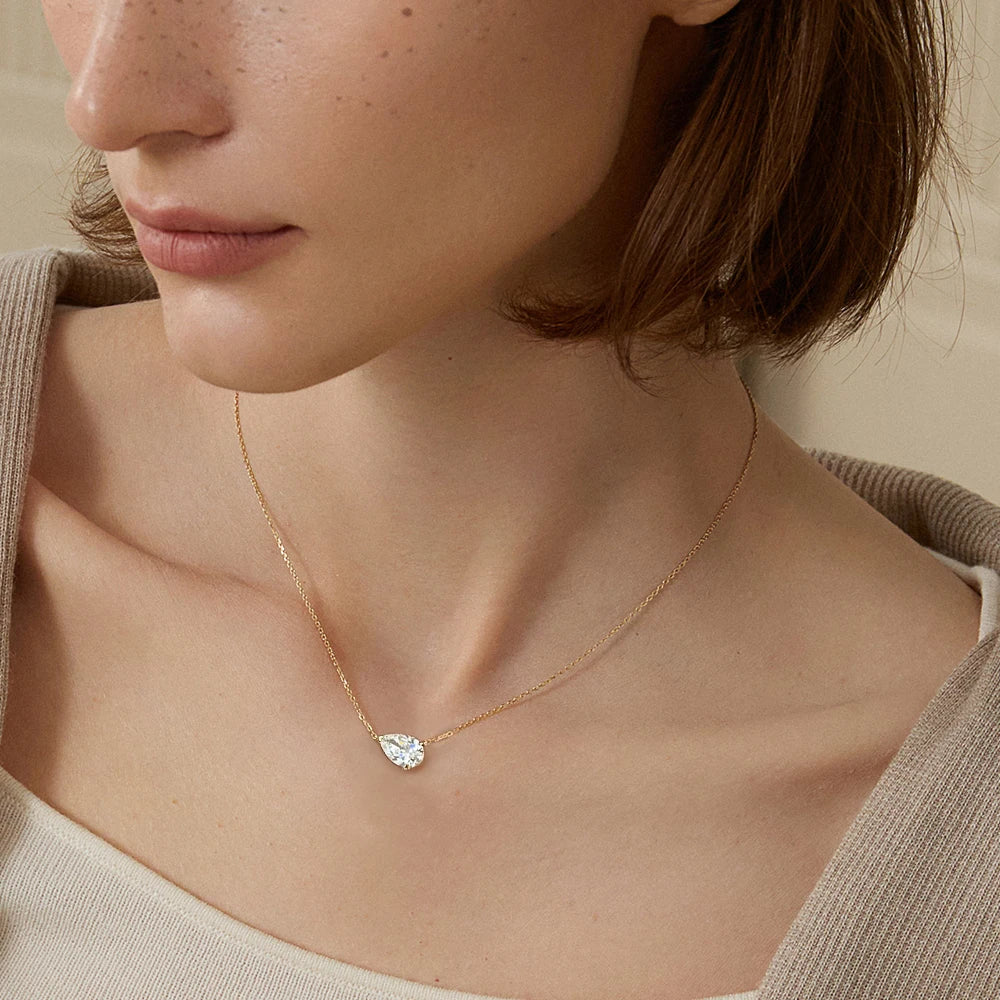 1/3carat Waterdrop Solitaire Moissanite Pendant Necklace with certificate 925 Sterling Silver Pear Cut Diamond Neckchain Woman