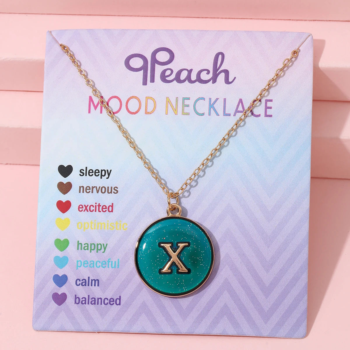 Fashionable Temperature-Sensitive Color-Changing 26 Letters Pendant Necklace Zinc Alloy Mood Regulation Chain Jewelry Accessory