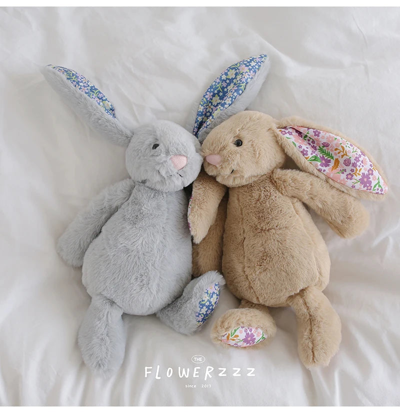 30cm Bonnie Rabbit Floral Ears Plush Toys Cartoon Stuffed Bunny Dolls Children's Room Decor Toy Soft Birthday Gifts For Girl