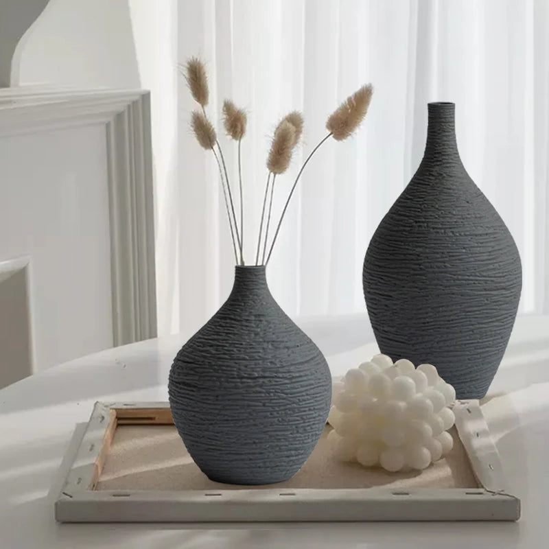 White Ceramic Vase Decoration for Home Nordic Luxury Narrow Mouth Flower Pot Living Room Interior Office Desktop Decor Gift