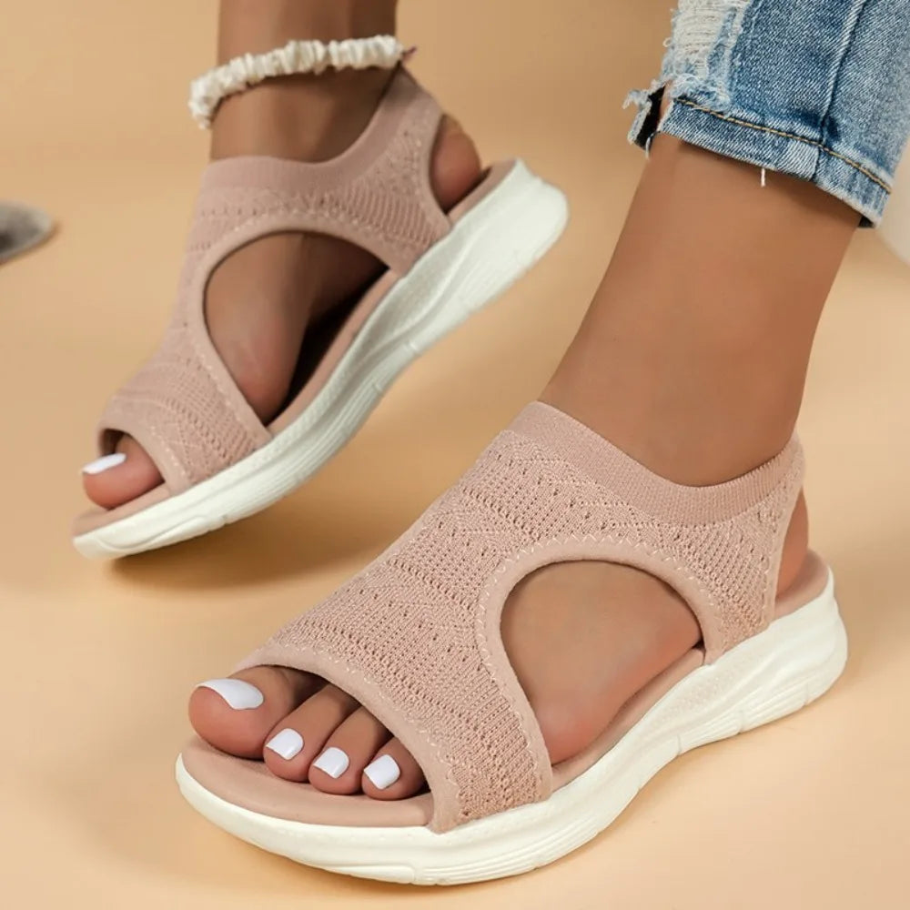 Women Summer Shoes New Mesh Fish Platform Sandals Women's Open Toe Wedge Sandals Ladies Light Casual Shoes Zapatillas Muje