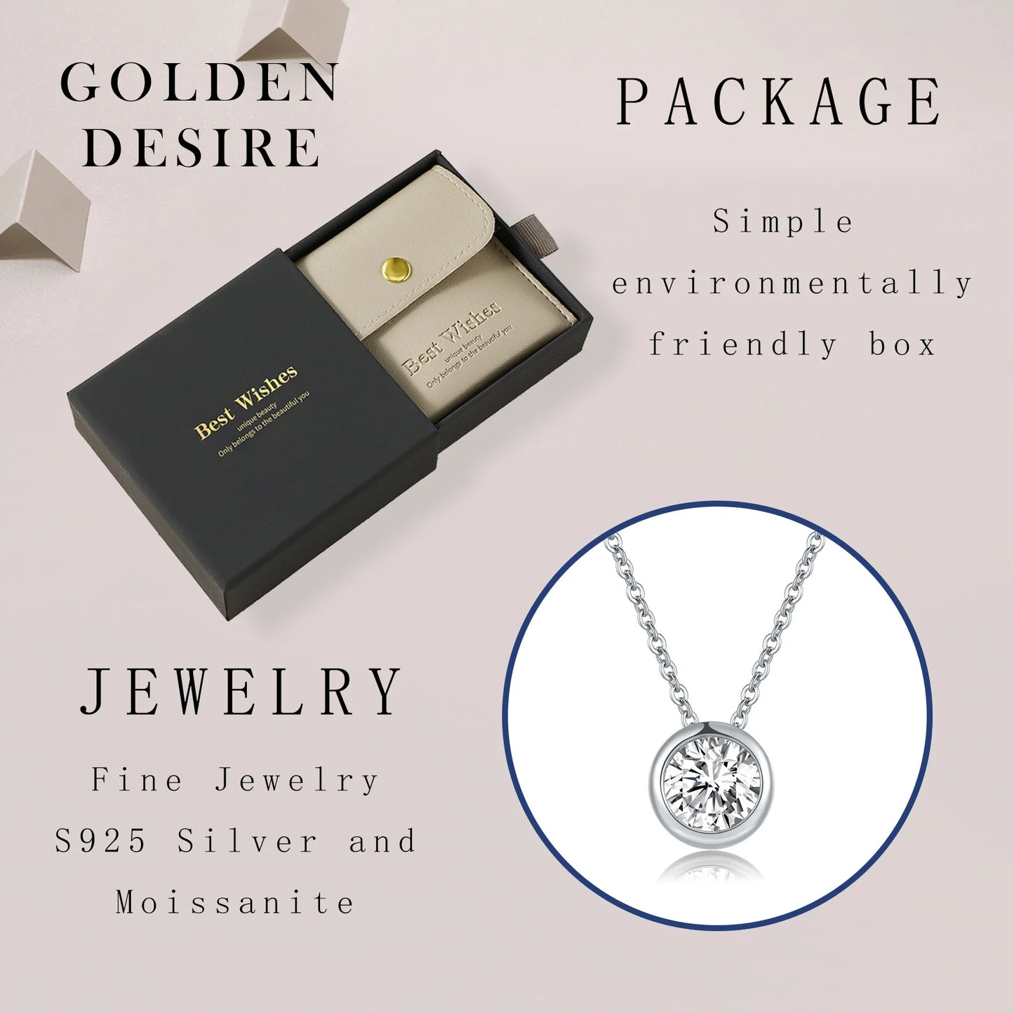 1 Carat Moissanite Necklace Necklace Woman Round Pendant 925 Sterling Silver 18K Gold Plated GRA Certificate