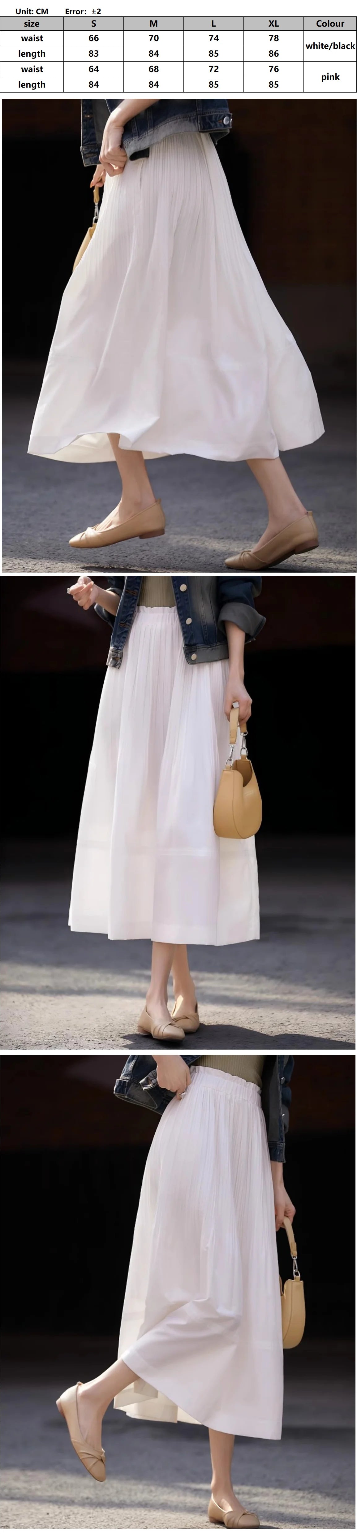 Women's Pleated Long Skirt, Elegant, Casual, Classy Romantic Fabric, Soft Lining, Japanese and Korean French Style