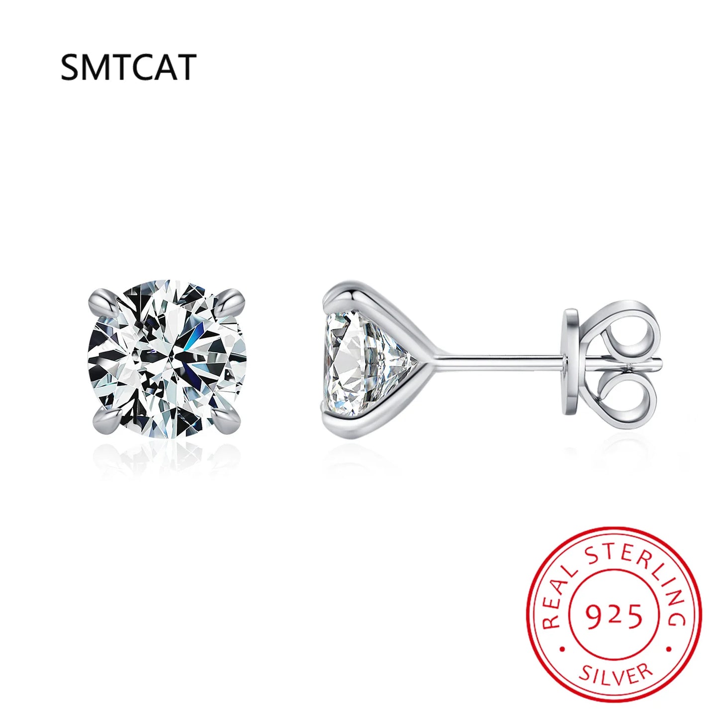 D Color 1CT Moissanite Stud Earrings 925 Sterling Silver Brilliant Round Cut Lab Created Diamond Jewelry Brincos For Women