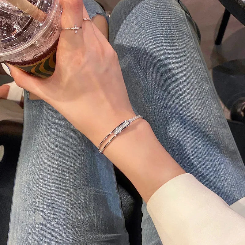 2024 New Simple Twisted Stainless Steel Open Bangles for Men Women Delicate Silver Color Cuff Bracelet Fashion Party Jewelry