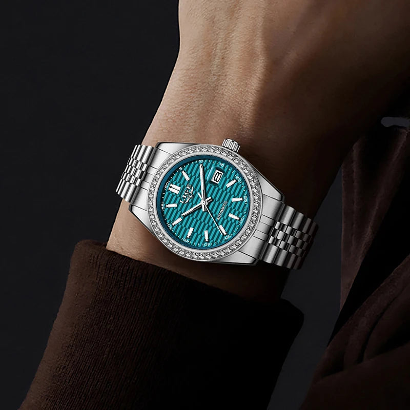 LIGE 2025 New Automatic Watches For Men Business Fashion Mechanical Mens Watch Waterproof Luminous Tourbillon Wristwatch Reloj