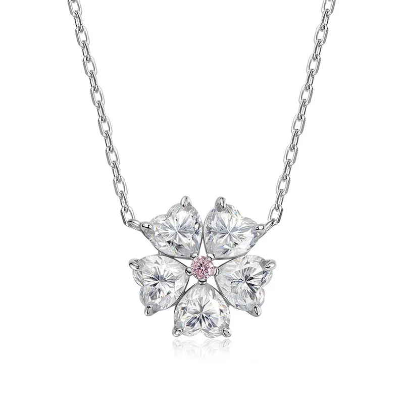 Smyoue 5*5mm Heart Cut Certified Moissanite Necklace Pendant 18k Plated Girls Wedding Jewelry 100% Real 925 Pure Silver Chain