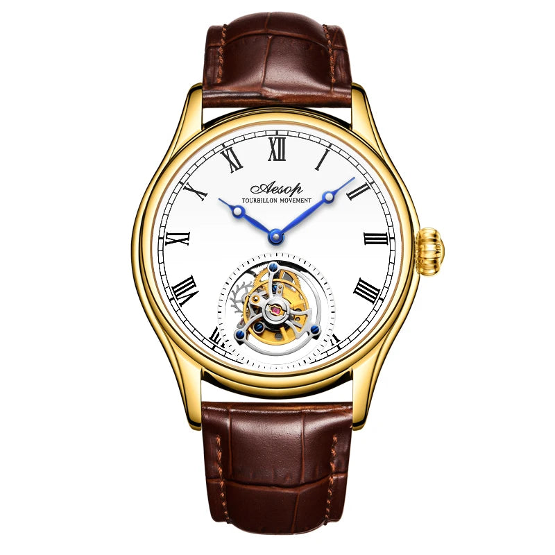 Aesop Real Flying Tourbillon Movement Mechanical Watches Luxury Watch for Men Skeleton Tourbillon Watch Sapphire Official Store