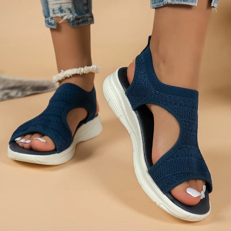 Women Summer Shoes New Mesh Fish Platform Sandals Women's Open Toe Wedge Sandals Ladies Light Casual Shoes Zapatillas Muje