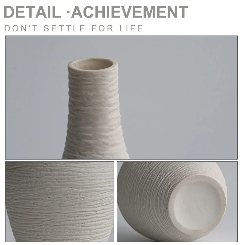 White Ceramic Vase Decoration for Home Nordic Luxury Narrow Mouth Flower Pot Living Room Interior Office Desktop Decor Gift