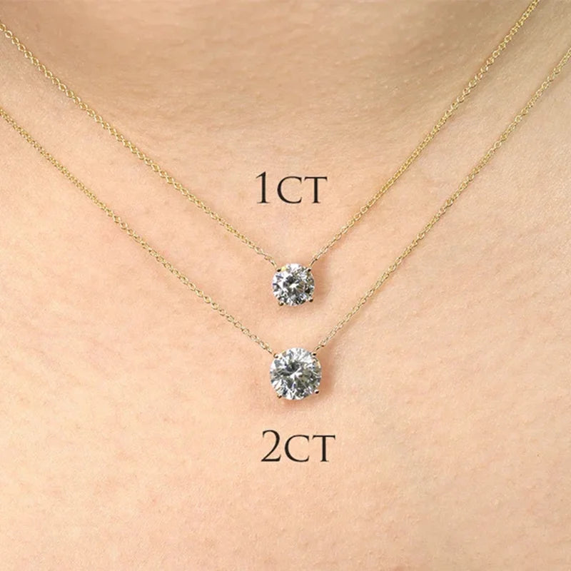 Lnngy 1CT 2CT 3CT Moissanite Pendant Necklace For Women s925 Sterling Silver Solitaire Drop Necklaces Certified Jewelry Gift
