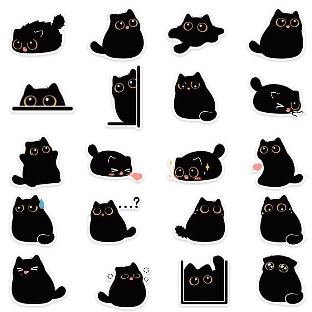 10/20/40/80枚 ブラックキャット かわいい ステッカー ヴィンテージ DIY ノートブック スクラップブッキング バイク ノートパソコン 荷物 グラフィティ デカール