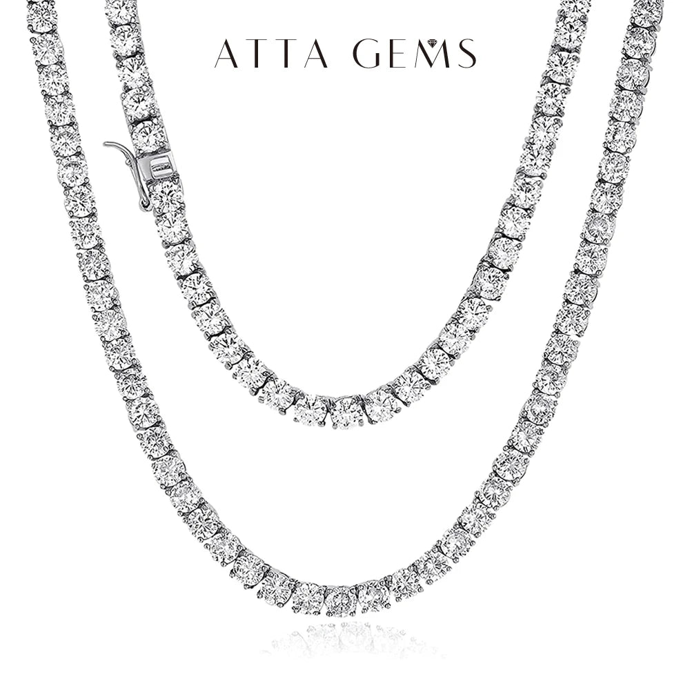 ATTAGEMS Moissanite Diamond 3.0MM Necklace Chain For Woman PURE 925 Sterling Silver Test Past Chains Party Fine Jewelry New Gift