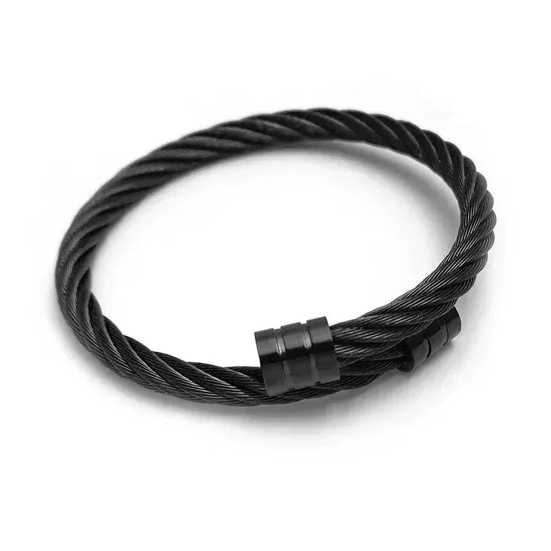 2024 New Simple Twisted Stainless Steel Open Bangles for Men Women Delicate Silver Color Cuff Bracelet Fashion Party Jewelry