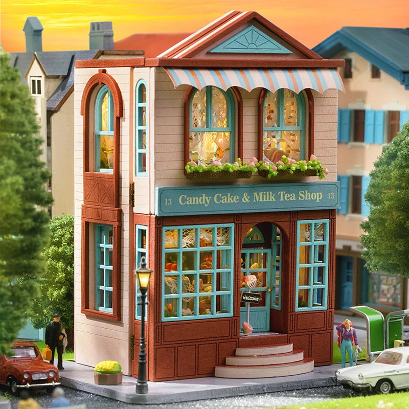 Diy Mini Wooden Dollhouse With Furniture Light Doll House Casa Assembly Model Pink Princess Villa Architecture Kit Toys Birthday