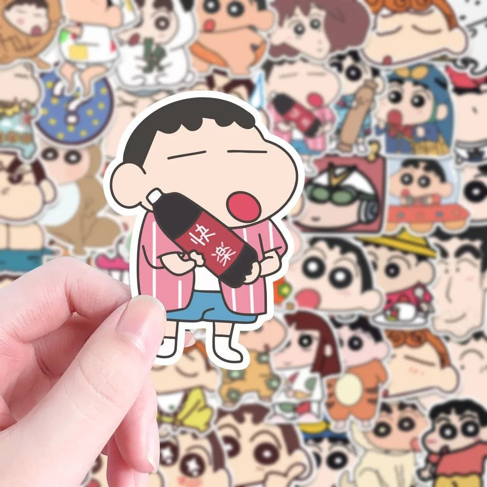 100PCS Cartoon Crayon Shin Chan Stickers Kawaii Anime Decals for Car Laptop Phone Stationery Decor Sticker Kids Toys