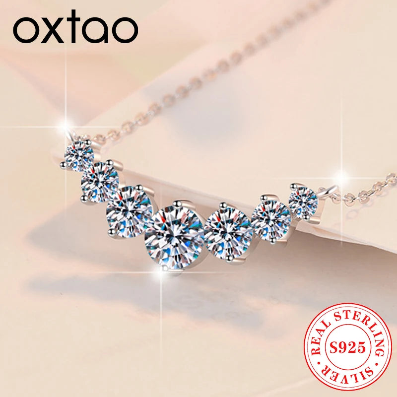 U-Smile Moissanite Necklace D VVS1 for Women D Color Sparkling Lab Diamon Luxury Necklaces 925 Sterling Silver with Certified