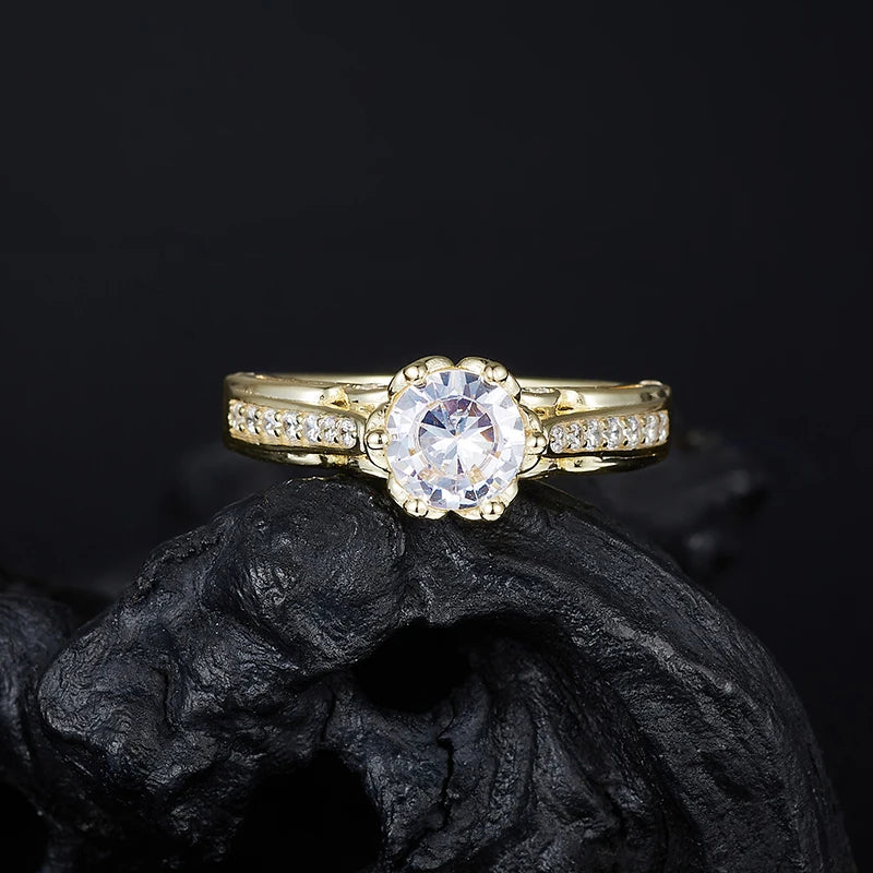Luxury Moissanite Rings Woman Jewelry 6.5mm D VVS1 Sterling Silver 925 Ring GRA 18K Gold Plated Engagement Wedding Party Gift