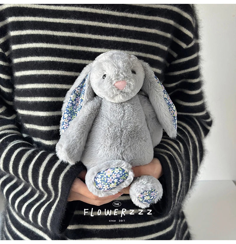 30cm Bonnie Rabbit Floral Ears Plush Toys Cartoon Stuffed Bunny Dolls Children's Room Decor Toy Soft Birthday Gifts For Girl