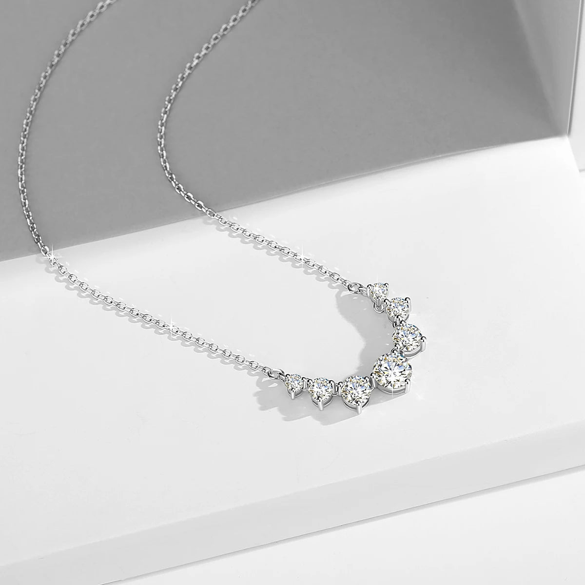 2.8 CTW Lab Grown Diamonds Necklaces for Women Solid 18K Yellow Gold Plated 925 Silver D VS1 Moissanite Clavicle Chain
