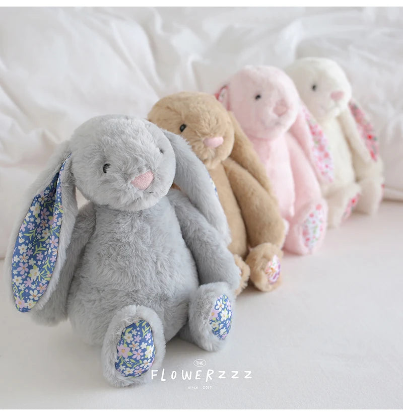 30cm Bonnie Rabbit Floral Ears Plush Toys Cartoon Stuffed Bunny Dolls Children's Room Decor Toy Soft Birthday Gifts For Girl