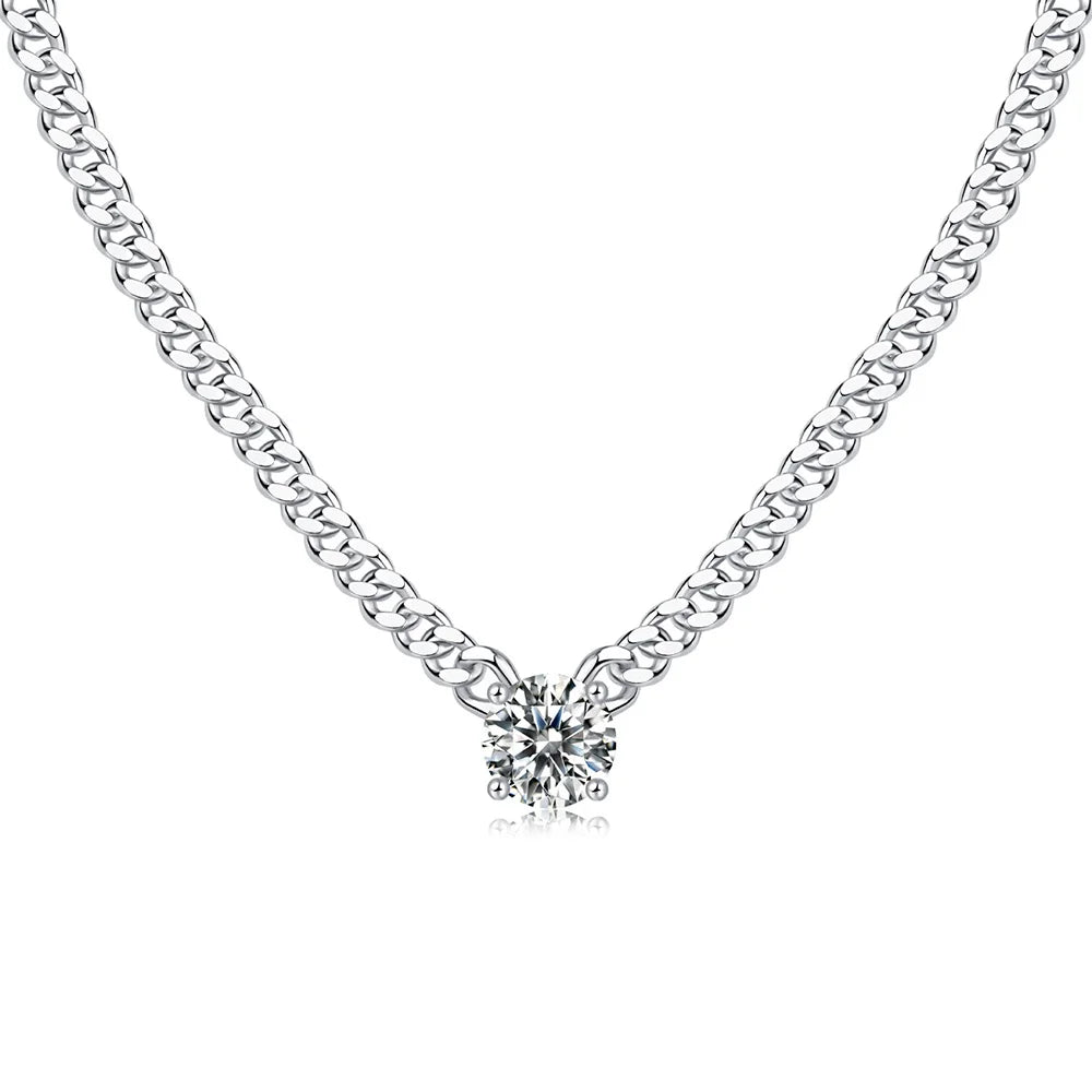 Lycfn 1/2/3ct Moissanite Colorful Cuban Chain 925 Sterling Silver 18k Gold Plated With GAR Necklace for Women Men Fine Jewelry