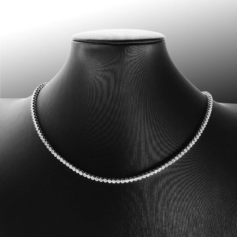 TBCYD 2/3mm D Color Round Bubble Moissanite Tennis Necklace For Women S925 Silver Choker Necklace Party Jewelry Christmas Gifts