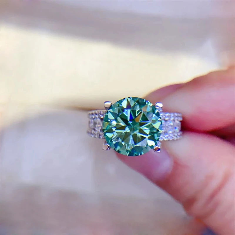 Real 2 Carat 8mm Moissanite Wedding Ring For Women 925 Sterling Silver Band D Color VVS Diamond Engagement Fine Jewelry