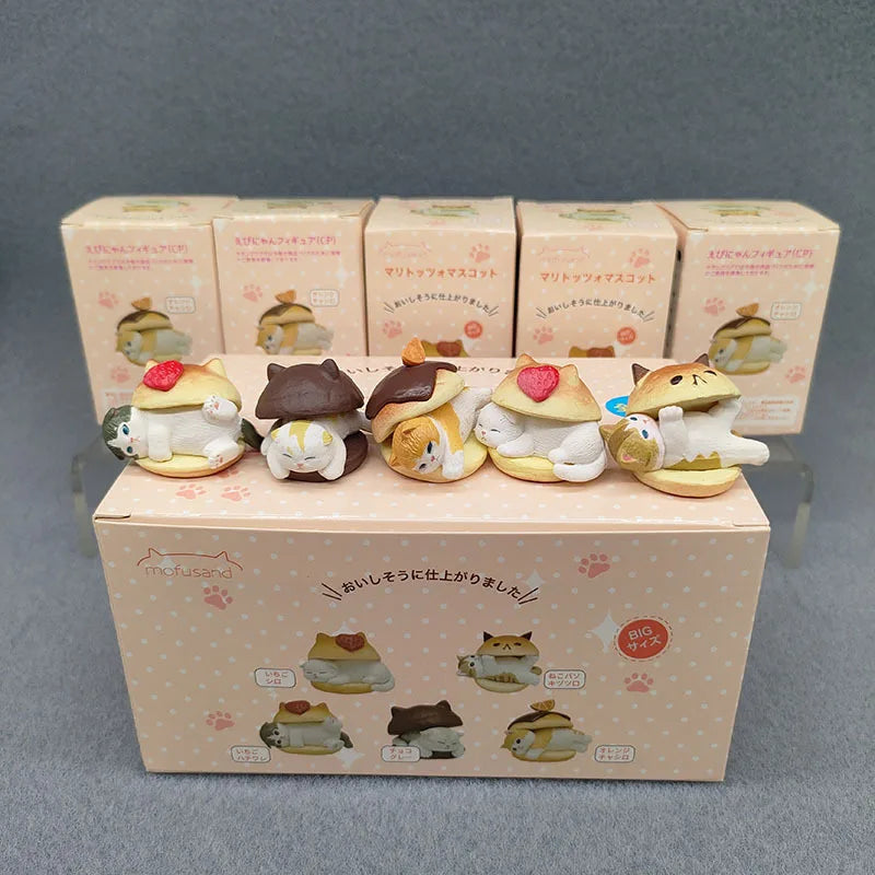 4cm Mofu Cat sands Action Figure Collection Set Animal Headgear Doll Kawaii Cute PVC Model Desktop Decoration Crafts Gifts Toys