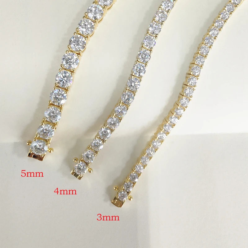 Smyoue 4/5mm Full Moissanite Necklace for Men Women Sparkling Lab Diamond Necklace Tennis Chain 925 Sterling Silver Fine Jewelry