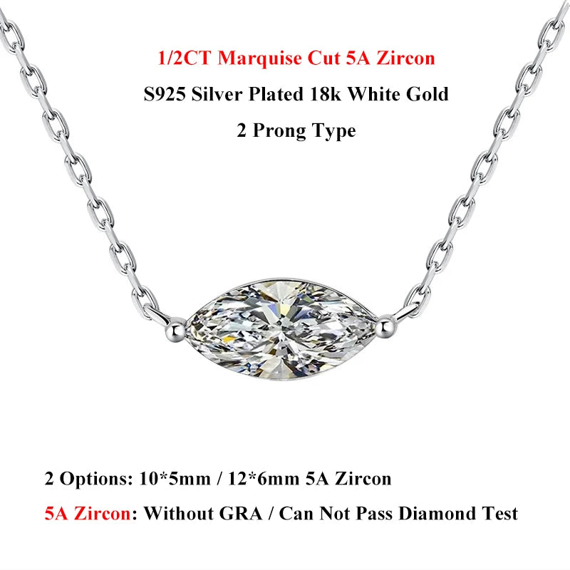 EWYA Pear Cut 1/2CT Solitaire Moissanite Pendant Necklace Woman Man 925 Silver Waterdrop Lab Diamond Gra Certified Neck Chain