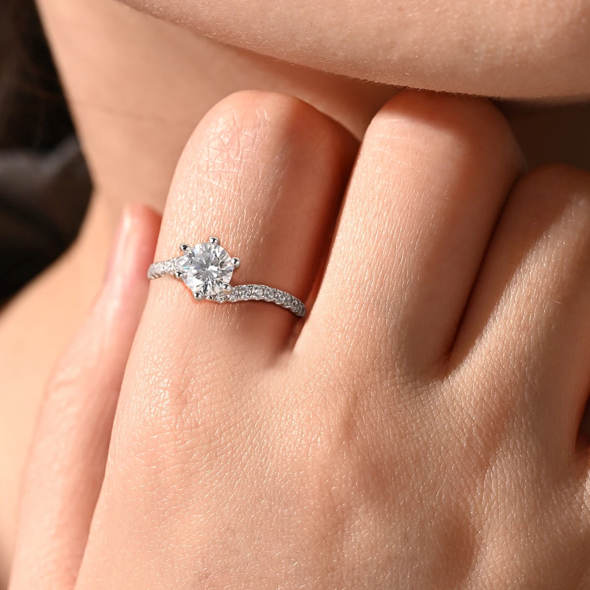 Classics Moissanite 925 Sterling Silver 1ct Ring For Woman Brilliant Diamond Wedding Engagement Jewelry