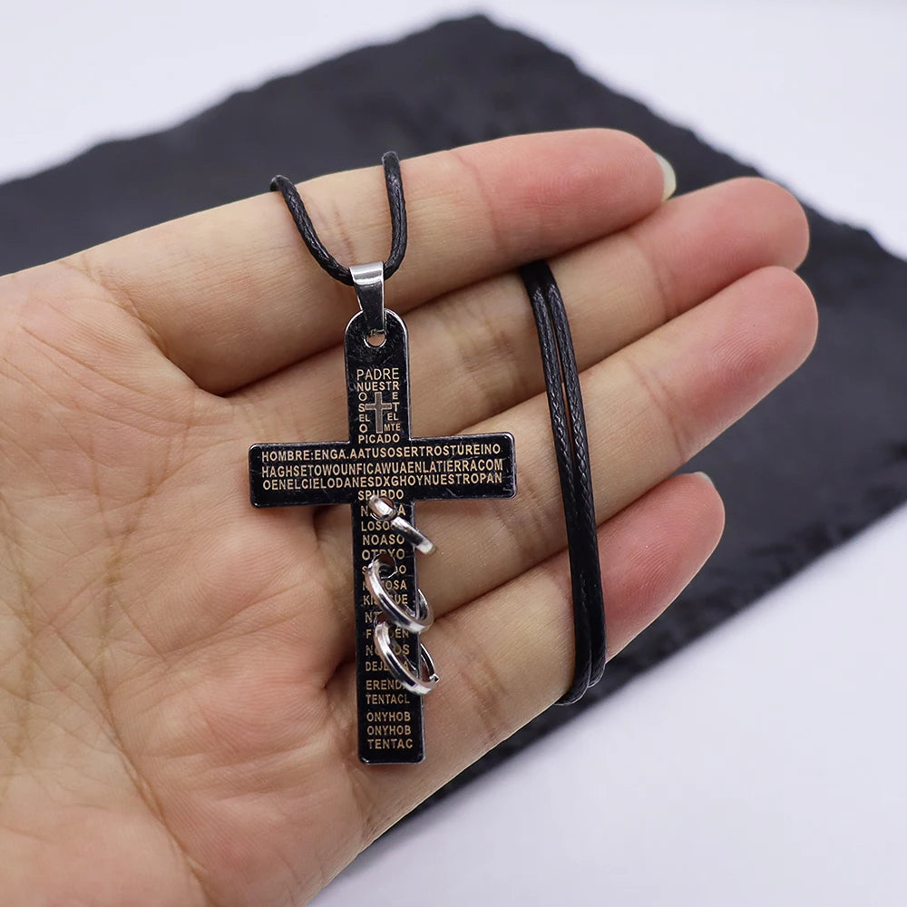 1ピース シンプルクロス サークルペンダントネックレス キリスト クルスネックレス メンズ ボーイズ クールネックジュエリー コル