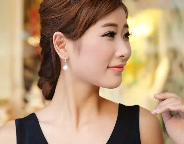 New fashion 925 Sterling Silver custom
10mm Pearl Drop Earrings Jewelry for Woman Girl Charm Wedding Party Couple Gift Jewelry