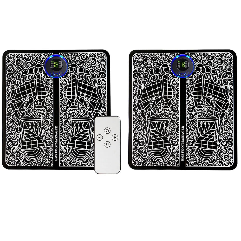 EMSフットマッサージャー 8モード 足用筋肉刺激器 USB充電式 電動フットマッサージ リモコン付き 家庭&オフィス用