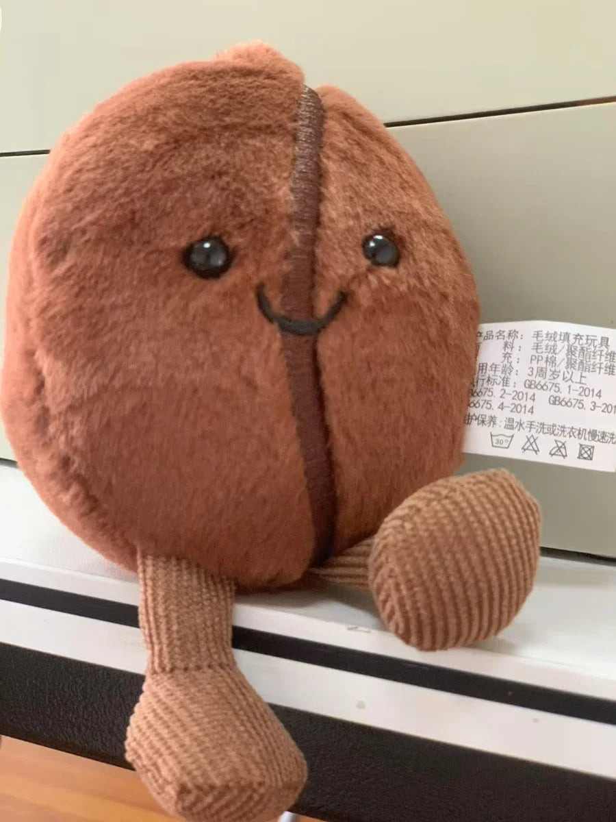 Jellycat Coffee Bean Bag Pendant Cartoon Stuffed Smiling Coffee Food Plushies Cute Key Chain Soft Doll Birthday Gifts Girl