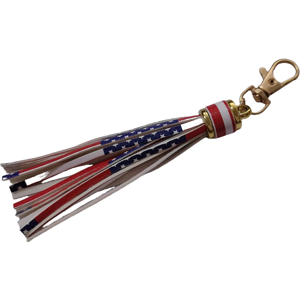 Hot selling copper alloy lobster buckle leather tassel pendant keychain bag accessories for women