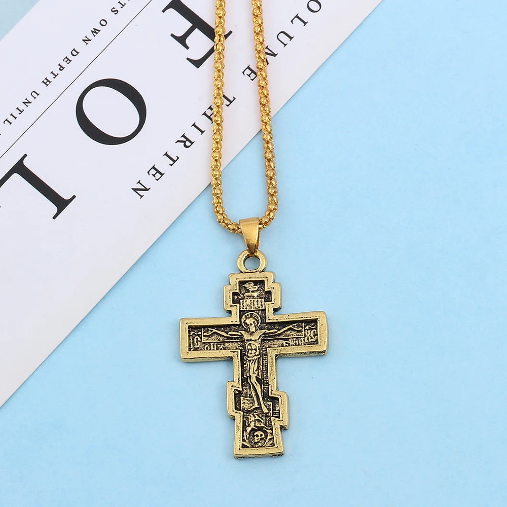 イエス・キリストの十字架 メンズネックレス ペンダントチェーン お守り ヴィンテージ 新品 女性用 ファッションジュエリー ギフト 卸売